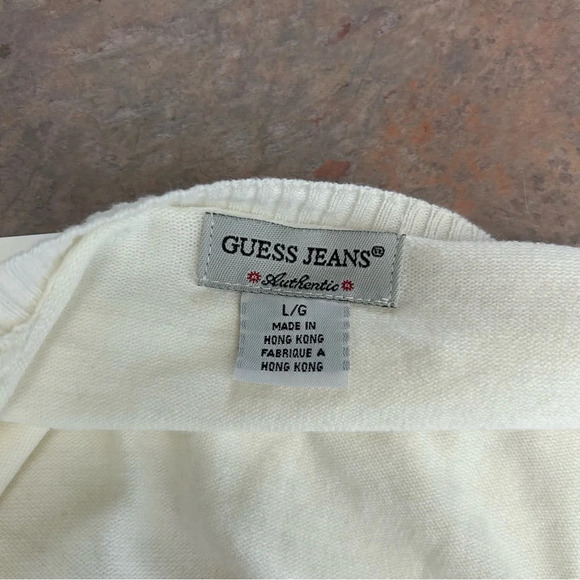 Vintage Guess Rhinestone Button Cotton Cardigan Sweater L - Picture 9 of 11